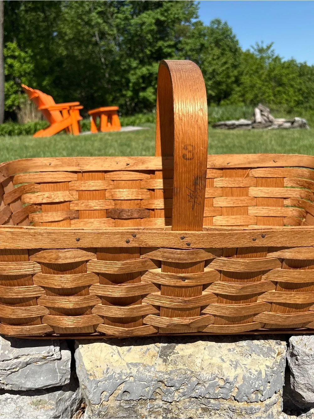 Classic Vintage Woven Wood Basket in Natural Brown
